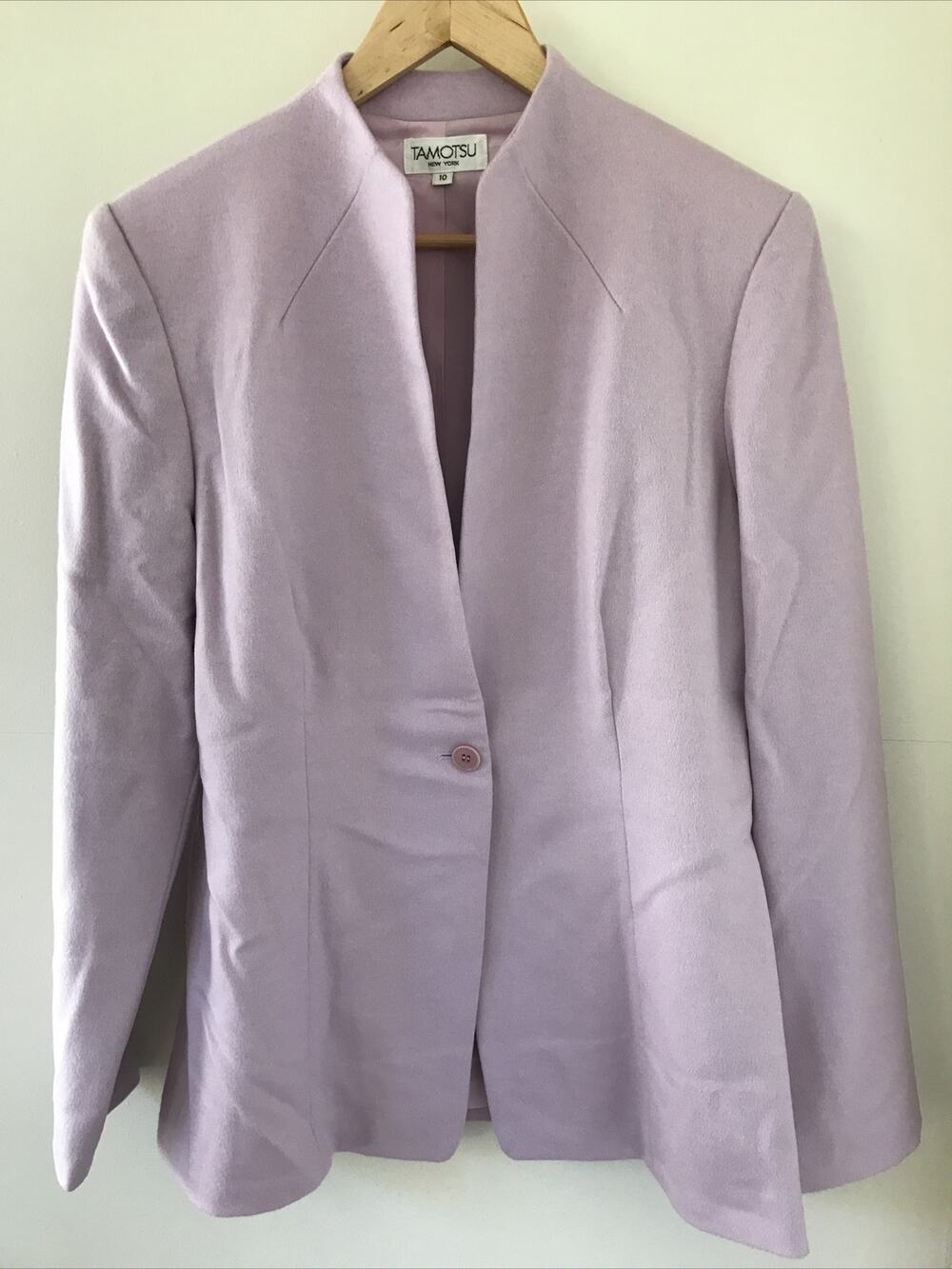 NWT Vintage Tamotsu Purple Angora Cashmere Wool Single Button Blazer 40" M
